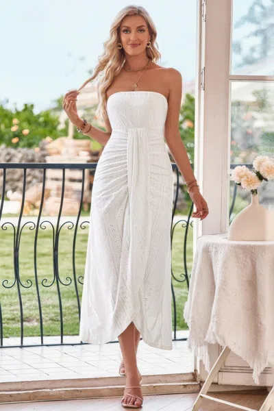Fashnzfab Off Shoulder Solid Tube Jacquard Waist Dress