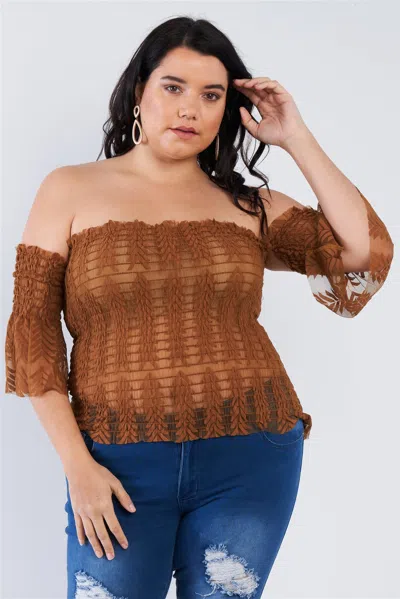 Fashnzfab Off The Shoulder Plus Size Top In Yellow