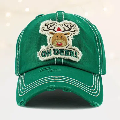 Fashnzfab Oh Deer! Rudolph Vintage Baseball Cap In Green