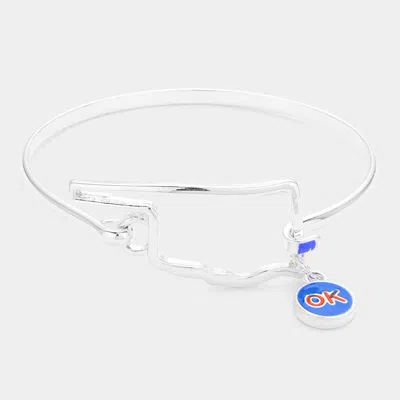 Fashnzfab Oklahoma Ok Message Charm Hook Bracelet In Blue