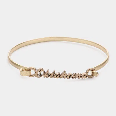 Fashnzfab Oklahoma State Map Hook Bracelet Matte Gold In Multi