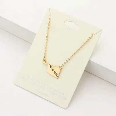 Fashnzfab Oklahoma State Map Pendant Necklace In Gold