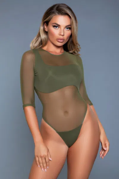 Fashnzfab Olive Swimsuit In Green