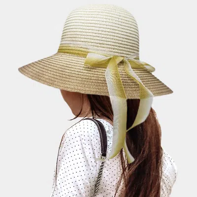 Fashnzfab Ombre Bow Band Straw Sun Hat In Sand
