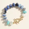 Fashnzfab Ombre Chunky Multi Beads Stretch Bracelet Blue In Blue