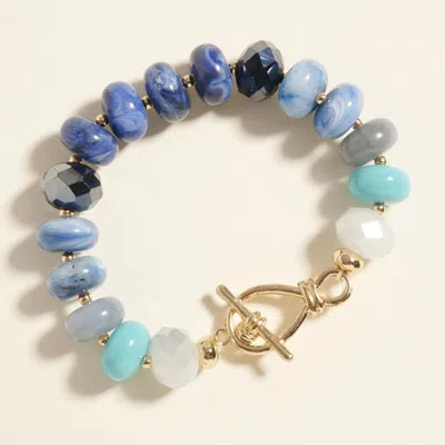 Fashnzfab Ombre Chunky Multi Beads Stretch Bracelet Blue
