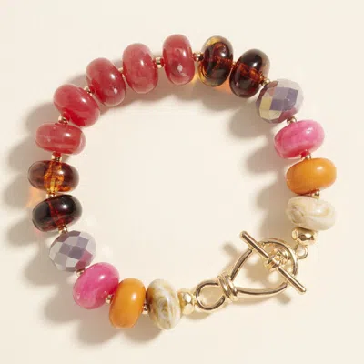 Fashnzfab Ombre Chunky Multi Beads Stretch Bracelet Fuchsia In Pink