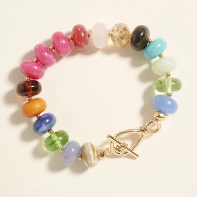 Fashnzfab Ombre Chunky Multi Beads Stretch Bracelet Multi
