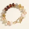 Fashnzfab Ombre Chunky Multi Beads Stretch Bracelet Neutral In Sand