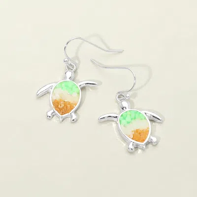 Fashnzfab Ombre Crushed Pebble Sea Turtle Charm Drop Dangle Earrings In Orange