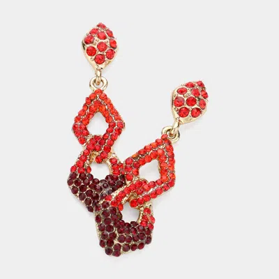 Fashnzfab Ombre Crystal Rhinestone Evening Earrings - Gold, Red