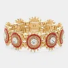 Fashnzfab Ombre Crystal Stretch Bracelet Gold, Peach In Multi