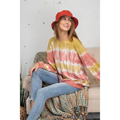 Fashnzfab Ombre Dye Terry Knit Banded Bottom Pullover In Multi