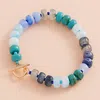 Fashnzfab Ombre Flat Round Shaped Beads Stretch Bracelet In Multi