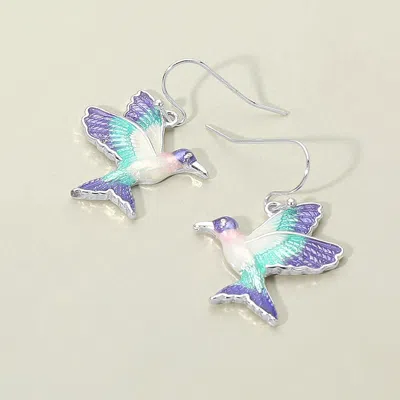 Fashnzfab Ombre Hummingbird Dangle Earrings In Purple