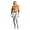Fashnzfab Ombre Print Long Sleeve Top With Gathered Front Detail And Raw Hem In Brown