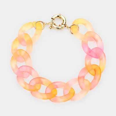 Fashnzfab Ombre Resin Chain Link Bracelet Pink