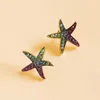 Fashnzfab Ombre Stone Paved Starfish Stud Earrings - Gold, Multi In Multi