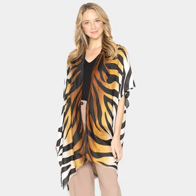 Fashnzfab Ombre Zebra Patterned Cover Up Kimono Poncho In Multi