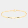 Fashnzfab One Day At A Time Thin Metal Hook Bracelet Gold In Gold