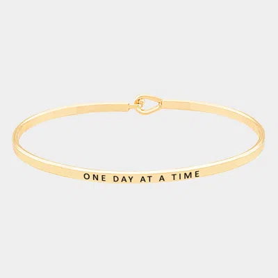 Fashnzfab One Day At A Time Thin Metal Hook Bracelet Gold