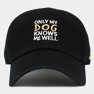 Fashnzfab Only My Dog Knows Me Well Message Embroidered Baseball Cap In Black
