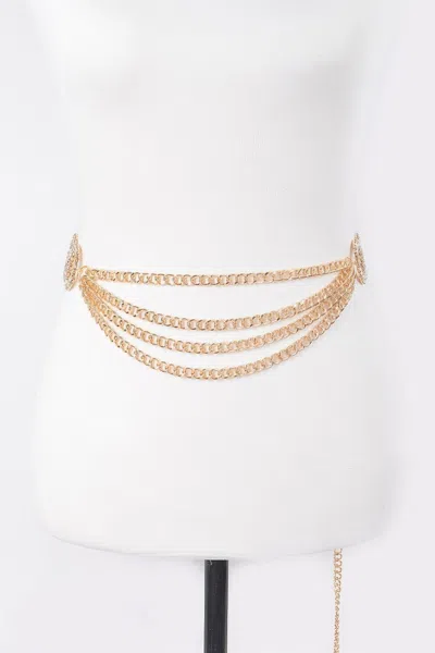 Fashnzfab Oo Buckle Layered Chain Belt In Gold