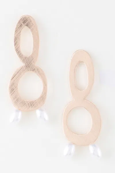Fashnzfab Open Abstract Pearl Drop Earrings In Gold