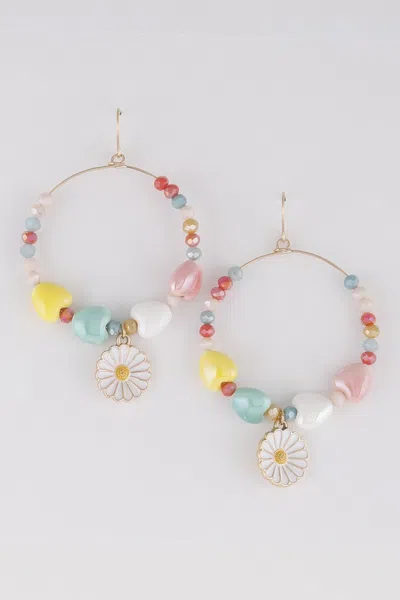 Fashnzfab Open Beaded Flower Earrings In Multi