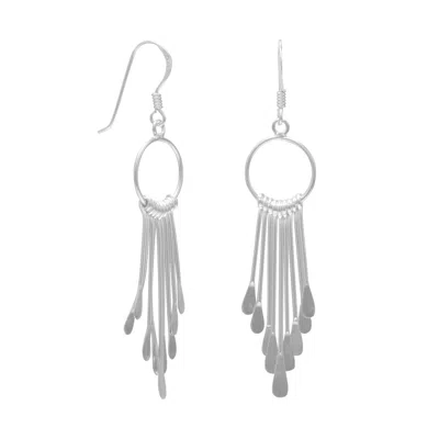 Fashnzfab Open Circle And Bar Drop French Wire Earrings In White