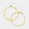 Fashnzfab Open Circle Beaded Dangle Earrings In Yellow