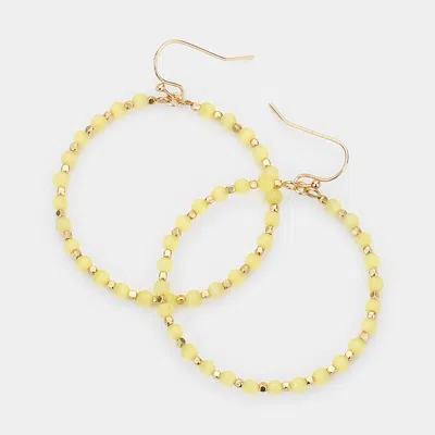 Fashnzfab Open Circle Beaded Dangle Earrings In Yellow