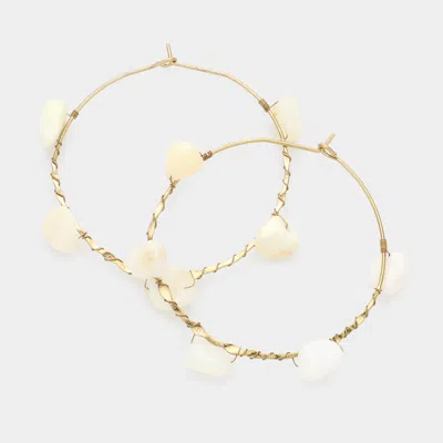 Fashnzfab Open Circle Hoop Gemstone Earrings In Gold