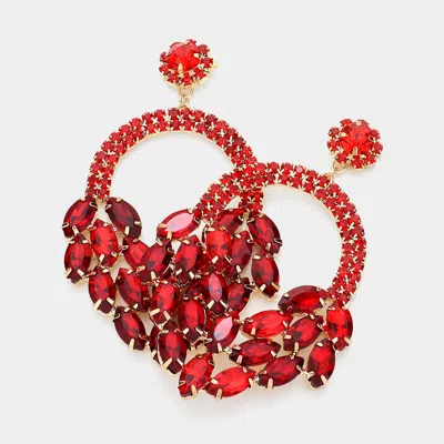 Fashnzfab Open Circle Marquise Stone Cluster Evening Earrings In Multi