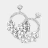 Fashnzfab Open Circle Marquise Stone Cluster Evening Earrings In Metallic