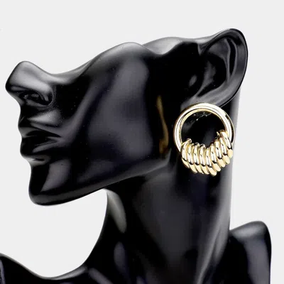 Fashnzfab Open Circle Metal Earrings - Gold
