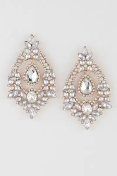 Fashnzfab Open Crystal Drop Earrings In Multi