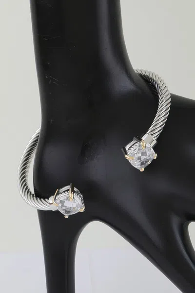 Fashnzfab Open Cubic Twisted Cuff Bracelet In Multi