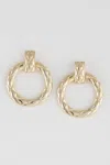 Fashnzfab Open Diamond Disk Earrings In Gold