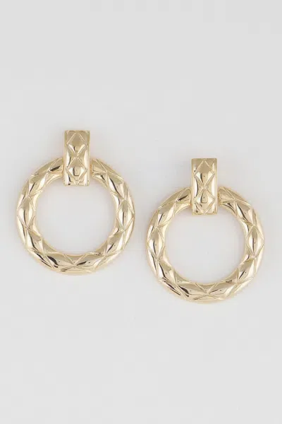 Fashnzfab Open Diamond Disk Earrings In Gold
