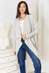 Fashnzfab Open Front Duster Cardigan With Pockets In Multi