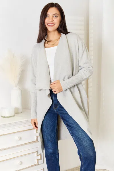 Fashnzfab Open Front Duster Cardigan With Pockets In Multi