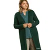 Fashnzfab Open Front Long Body Cardigan In Green