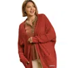 Fashnzfab Open Front Oversized Cardigan Sweater With Pockets In Pink