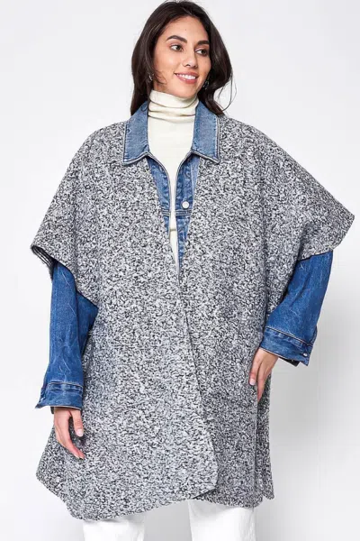 Fashnzfab Open Front Pocket Kimono In Grey