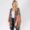 Fashnzfab Open Front Ruffle Sleeves Leopard Print Poncho In Brown