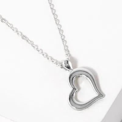 Fashnzfab Open Heart Pendant Necklace In Silver