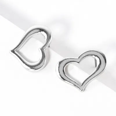 Fashnzfab Open Heart Stud Earrings In Multi