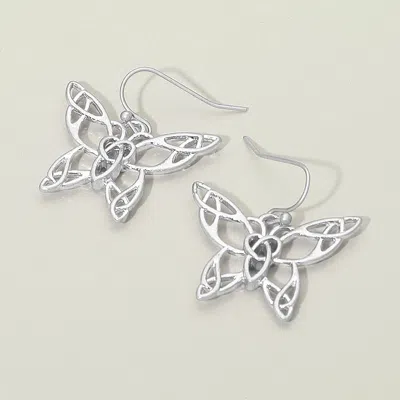 Fashnzfab Open Metal Butterfly Dangle Earrings In Metallic