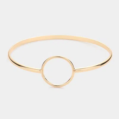 Fashnzfab Open Metal Circle Accented Bangle Bracelet Gold
